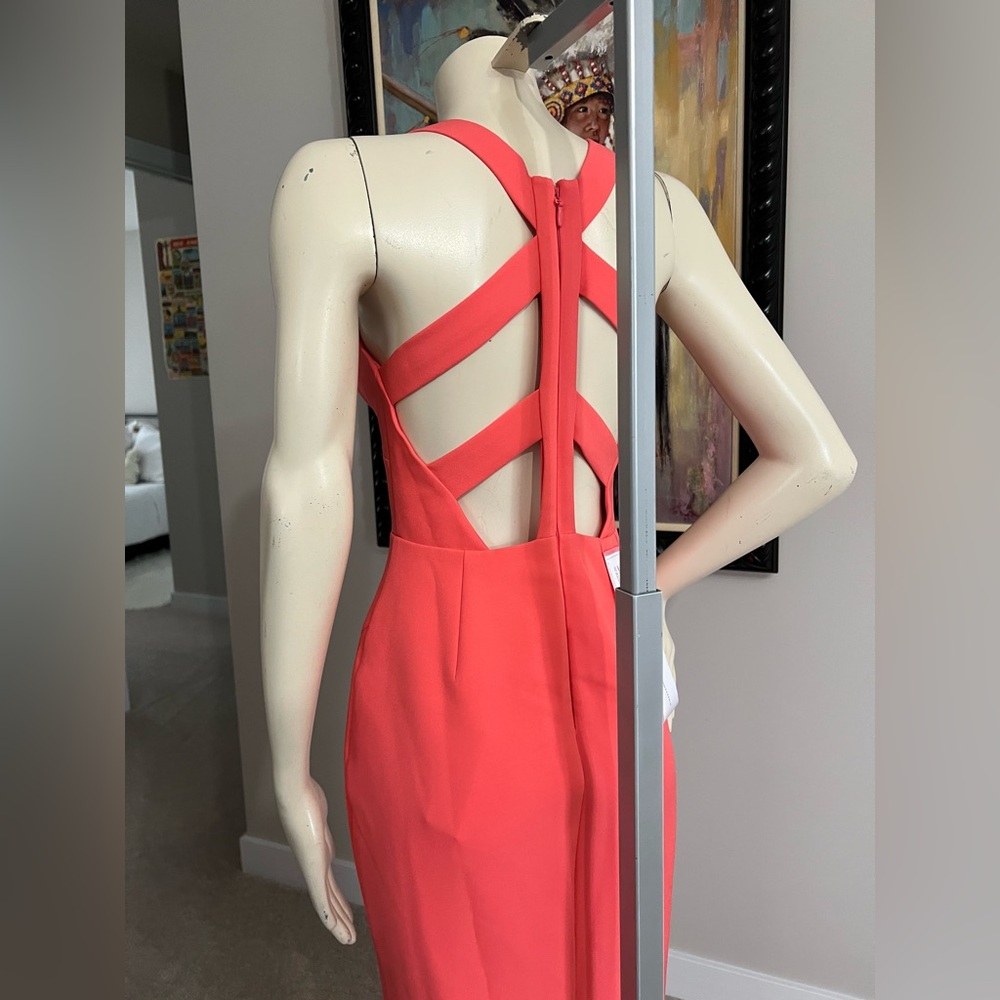 NWT BCBGMAXAZRIA Amaya Coral Floor-Length Evening Gown – Size 2 - Picture 9 of 14